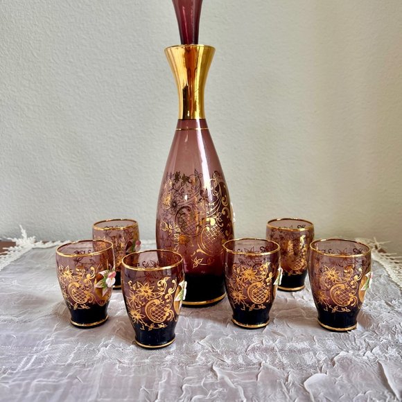 Murano Italian Decanter, Italian Glass, Vintage Barware, Italian Drinkware - Picture 3 of 10